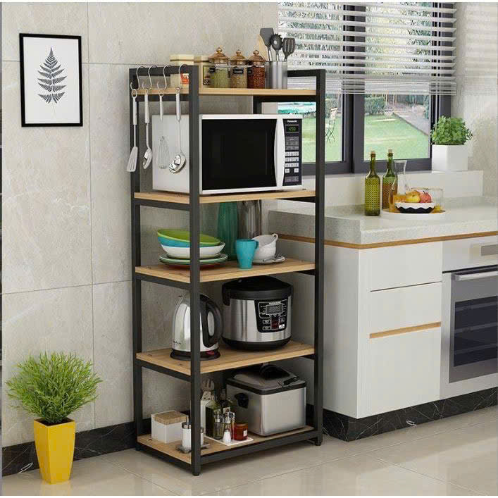 Kệ bếp 5 tầng, kệ đa năng khung sắt mặt gỗ VNB2027 6 Kệ bếp 5 tầng, kệ đa năng khung sắt mặt gỗ VNB2027 - Ảnh 4