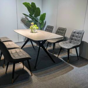 ComBo Bàn Ăn 1m4 đá ceramic 6 ghế VN05