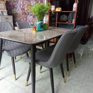 Alternative view of ComBo Bàn Ăn Mặt Đá Ceramic chân côn núm đồng 4 Ghế VN 01