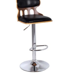 Ghế quầy bar tựa gỗ lót nệm chân trụ ZS062