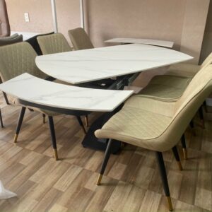 Alternative view of BÀN ĂN CHÂN X RÚT 2 ĐẦU MẶT ĐÁ CERAMIC CAO CẤP VN-BAXR06