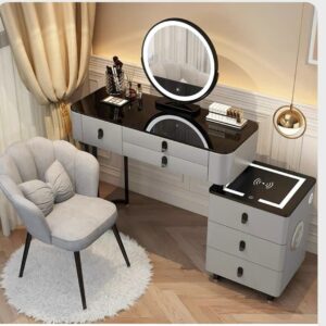 Alternative view of Bàn trang điểm cao cấp có loa, sạc, đèn led - bàn phấn màu hồng PV4005A