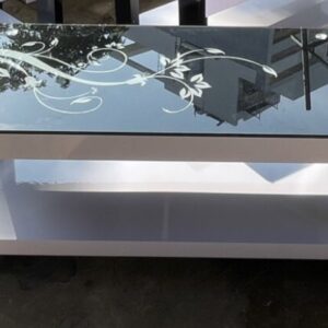 Bàn trà sofa khung gỗ mặt kính cường lực họa tiết 3D