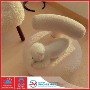 Alternative view of Ghế Noom đệm lông cừu ghế lông sofa chữ T phong cách hàn quốc