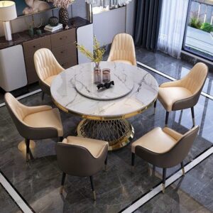 BỘ BÀN GHẾ ĂN INOX MẠ VÀNG CAO CẤP VN-MV004