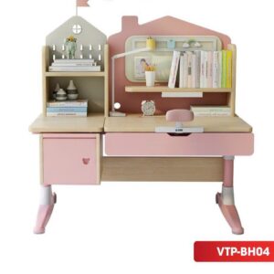 Alternative view of Bàn học sinh thông minh Chống Gù VinaKids S017 size 1m2 x 60 (gỗ tự nhiên, chân có bánh xe)