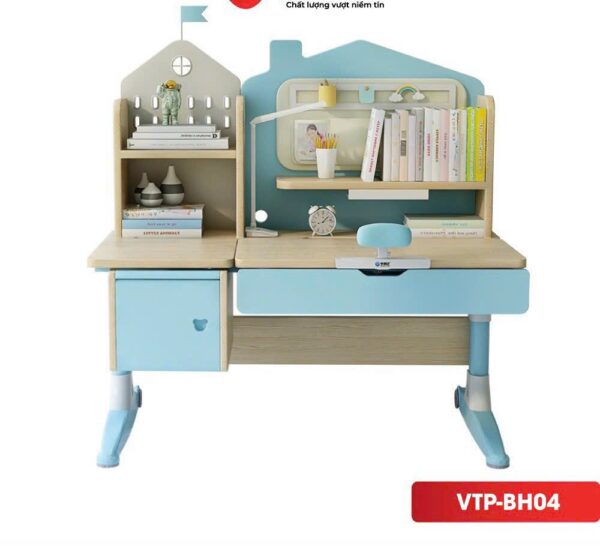 Bàn học sinh thông minh Chống Gù VinaKids S017 size 1m2 x 60 (gỗ tự nhiên, chân có bánh xe)