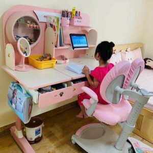 Alternative view of Bàn học sinh thông minh Chống Gù VinaKids S016 size 1m2 x 60 (gỗ tự nhiên, chân có bánh xe)