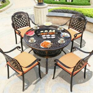 BỘ BÀN GHẾ ĂN NHÔM ĐÚC CÓ BẾP NƯỚNG VN-ND004