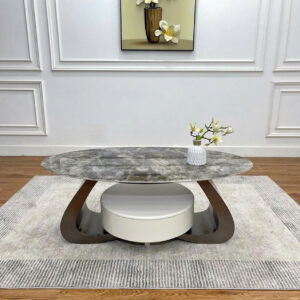 BÀN TRÀ OVAL NHẬP KHẨU MẶT ĐÁ CAO CẤP VN-BT1008