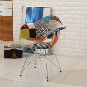 Alternative view of Ghế thổ cẩm không tay chân mạ xi