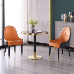 Alternative view of Bàn tròn chân trụ đen mạ vàng PV-DPBD5 