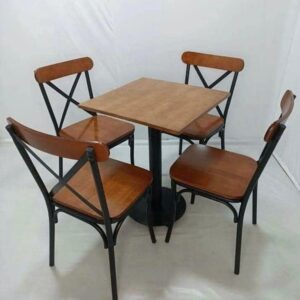 Ghế cafe khung sắt mặt gỗ VN-019