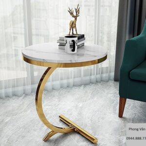 Bàn góc sofa – bàn tab trang trí khung inox mạ vàng BTT30
