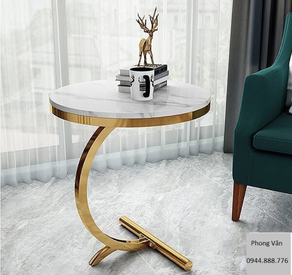 Bàn góc sofa – bàn tab trang trí khung inox mạ vàng BTT30