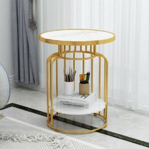 Bàn góc sofa – bàn tab trang trí khung inox mạ vàng BTT29