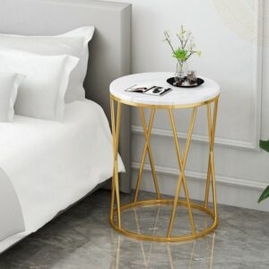 Bàn góc sofa – bàn tab trang trí khung inox mạ vàng BTT28