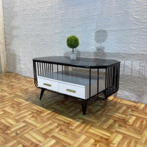 Alternative view of Bàn trà mặt kính khung sắt sơn BTD1515