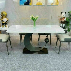 Alternative view of BÀN ĂN VẦNG TRĂNG MẶT ĐÁ CAO CẤP VNĐP-BA27