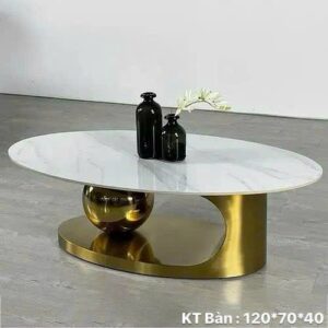 BÀN TRÀ ELIP MẶT ĐÁ CERAMIC CHÂN INOX MẠ VÀNG VN-BTDP102