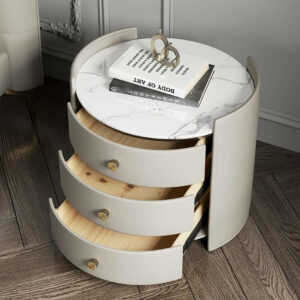 Alternative view of Tủ đầu giường tròn 3 ngăn mặt đá TDG006