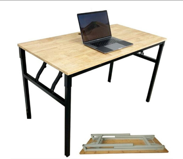 Bàn Chân Sắt Gấp Gọn, Mặt Bàn Gỗ Cao Su Hình Chữ Nhật 50x80cm, Bàn Học, Làm Việc, Bàn Ăn Đa Năng