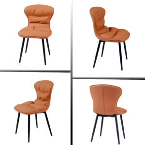 Alternative view of Ghế ăn chân sắt nệm da GA-086VS