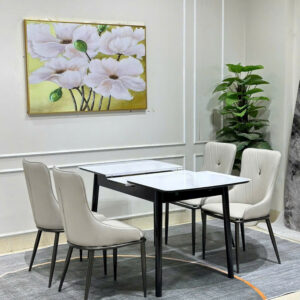 BỘ BÀN ĂN RÚT GỌN 4 GHẾ MẶT ĐÁ CERAMIC CAO CẤP VN0231