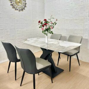 BỘ BÀN ĂN 4 GHẾ MẶT ĐÁ CERAMIC CAO CẤP VN0161