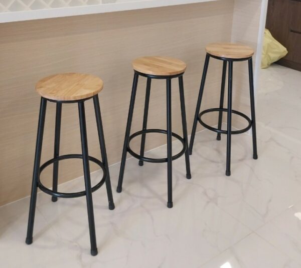 Ghế quầy bar chân sắt mặt gỗ không tựa VN-GB052