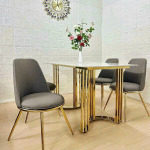 Alternative view of BỘ BÀN ĂN 4 GHẾ MẶT ĐÁ CERAMIC CHÂN INOX MẠ VÀNG CAO CẤP VN515