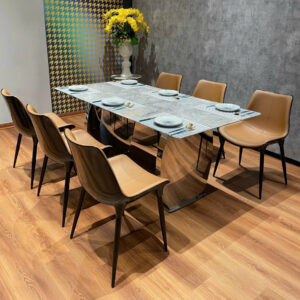 BỘ BÀN ĂN 6 GHẾ MẶT ĐÁ CAO CẤP CHÂN INOX  VN-AD2275