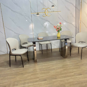 BỘ BÀN ĂN 4 GHẾ MẶT ĐÁ CHÂN INOX CAO CẤP VN-AH2965