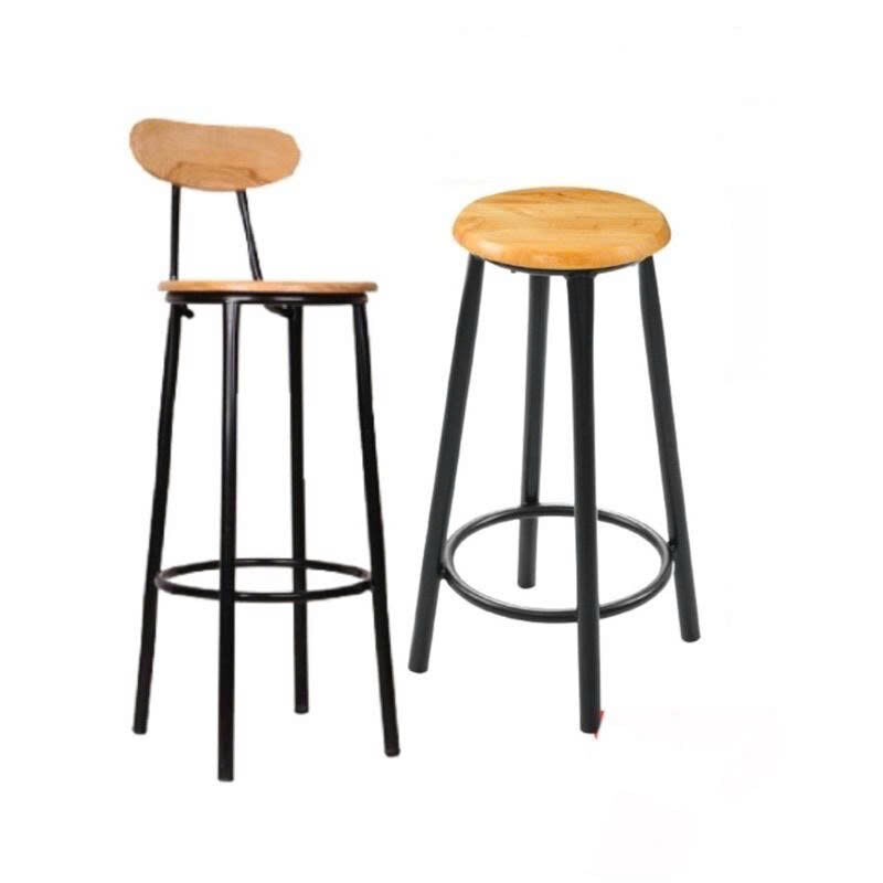 Ghế quầy bar chân sắt mặt gỗ có tựa VN-GB053 3 Ghế quầy bar chân sắt mặt gỗ có tựa VN-GB053
