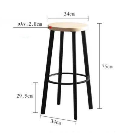 Ghế quầy bar chân sắt mặt gỗ không tựa VN-GB052 5 Ghế quầy bar chân sắt mặt gỗ không tựa VN-GB052 - Ảnh 3