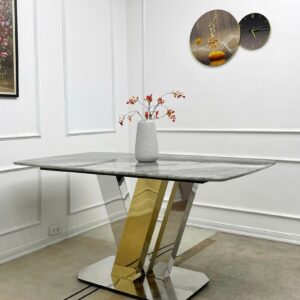 Bàn ăn mặt đá , chân inox cao cấp BA-AK035