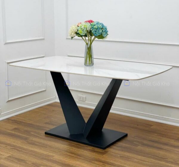 Bàn Ăn Chân V Mặt Đá Ceramic VN-BA008