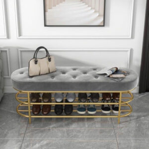 Alternative view of Kệ dép thấp có nệm ngồi khung sắt KD-HLM1815