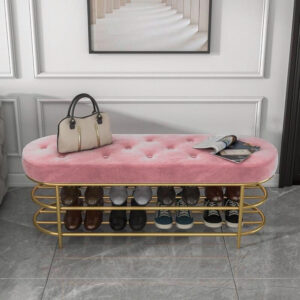 Kệ dép thấp có nệm ngồi khung sắt KD-HLM1815