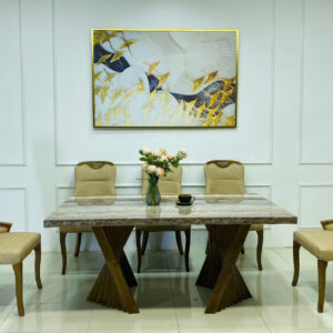 BỘ BÀN ĂN CHÂN GỖ MẶT ĐÁ NHẬP KHẨU BA-AK0321