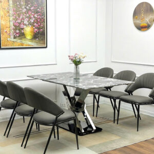 Alternative view of Bàn ăn mặt đá bạch ngọc, chân inox titan nhập khẩu cao cấp BA-AK025