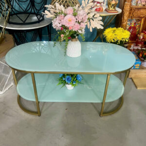 BÀN TRÀ OVAL 2 TẦNG MẶT KÍNH BT-GH06