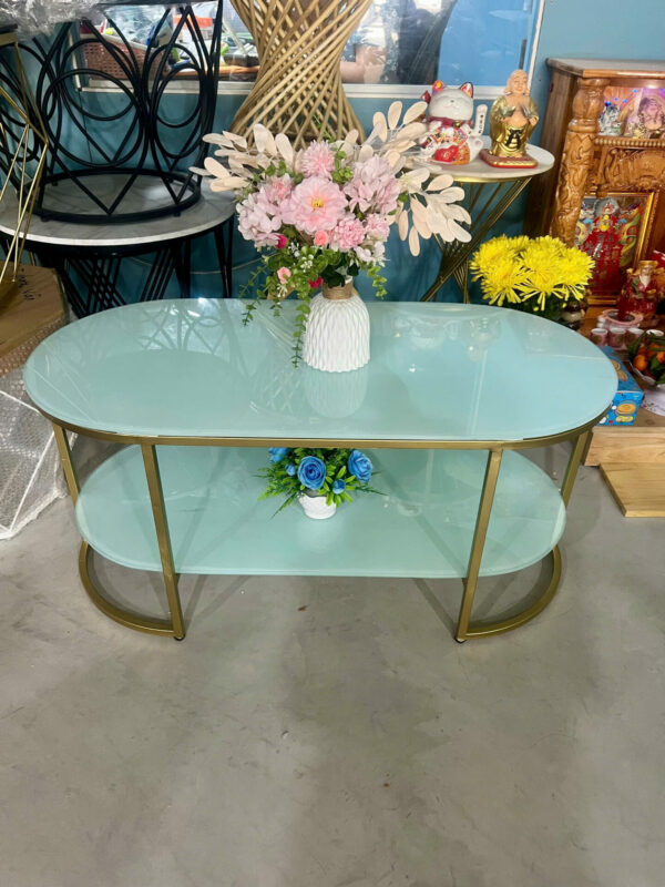 BÀN TRÀ OVAL 2 TẦNG MẶT KÍNH BT-GH06