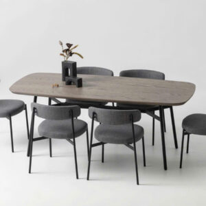 BỘ BÀN ĂN CHỮ NHẬT MẶT GỖ BA-VN602