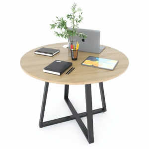 Bàn Cafe chân sắt mặt gỗ tròn VN208T