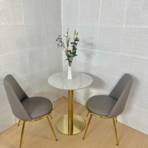 Bàn cafe mặt đá chân inox mạ vàng sang trọng VN-028E