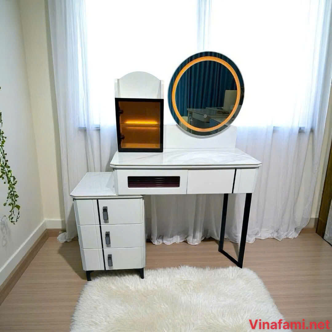Bàn trang điểm gương elip 