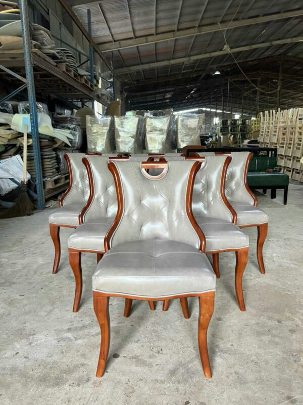 GHẾ TÂN CỔ ĐIỂN BỌC DA XÁM CF-123