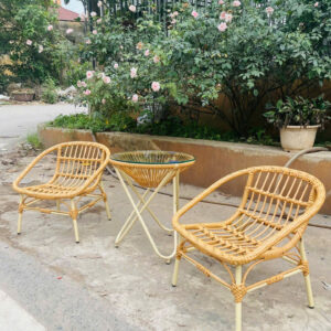 Bộ Bàn Ghế Mây Nhựa Vintage Ngoài Trời BN-T32
