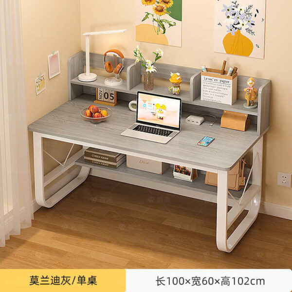 Bàn học kèm kệ sách chân sắt mặt gỗ , bàn làm việc BHS-AB1088